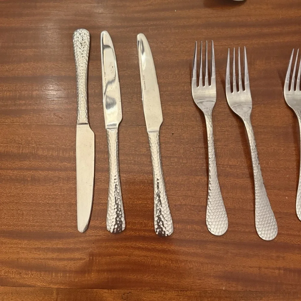 58-Piece Hammered Stainless Steel Flatware Set – Towle Logan + Unbranded MIx Lot
